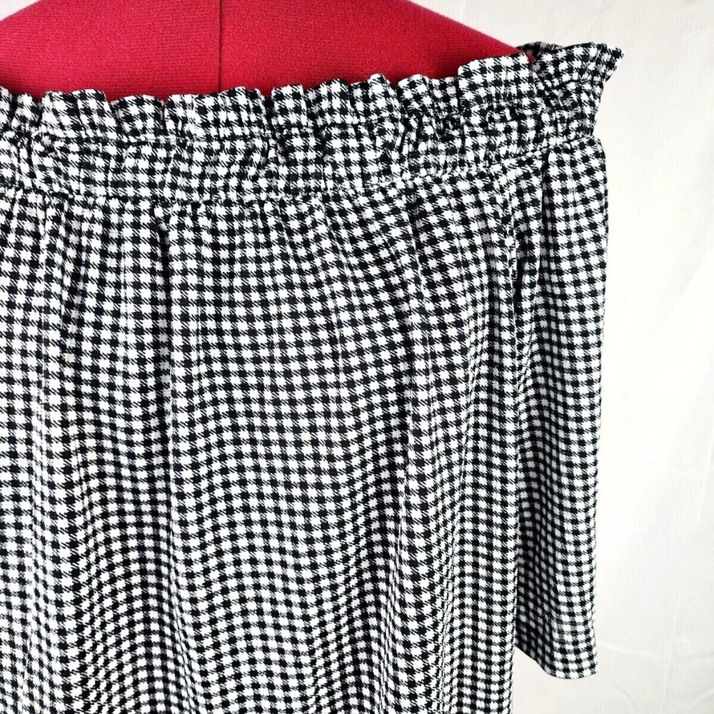 ELLE Brand Black & White Checkered Off Shoulder Stretchy Top - M - Picture 2 of 7